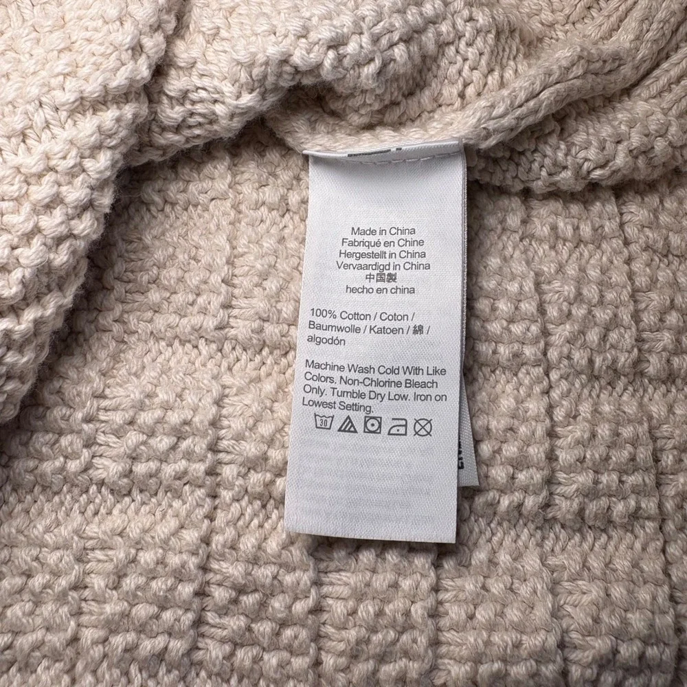 J. Crew Men's Knit Sweater XL‎ Cream Basketweave Pullover Cotton EUC